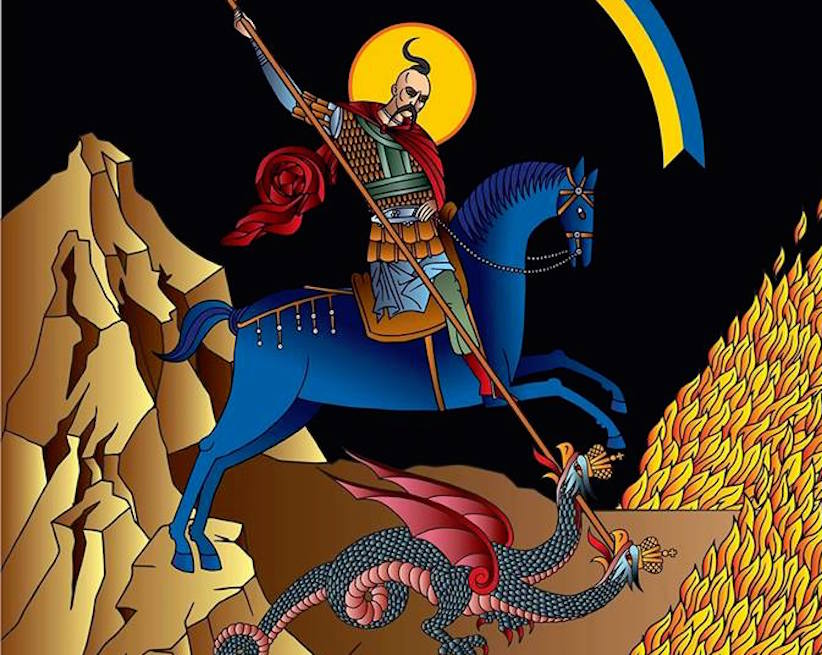 Козак і двоголовий змій як символ боротьби українців проти агресора
