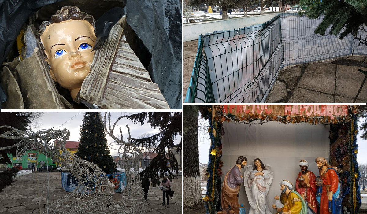 Вночі у Заставні вандали знищили різдвяний вертеп та декор
