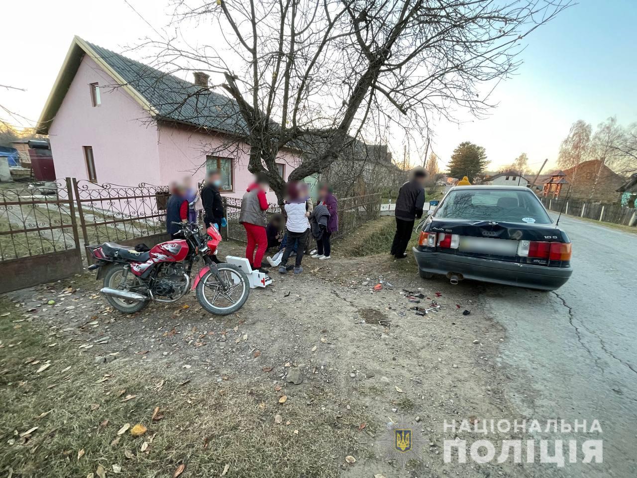 Мотоцикл врізався в легковик: на Буковині в ДТП постраждали діти