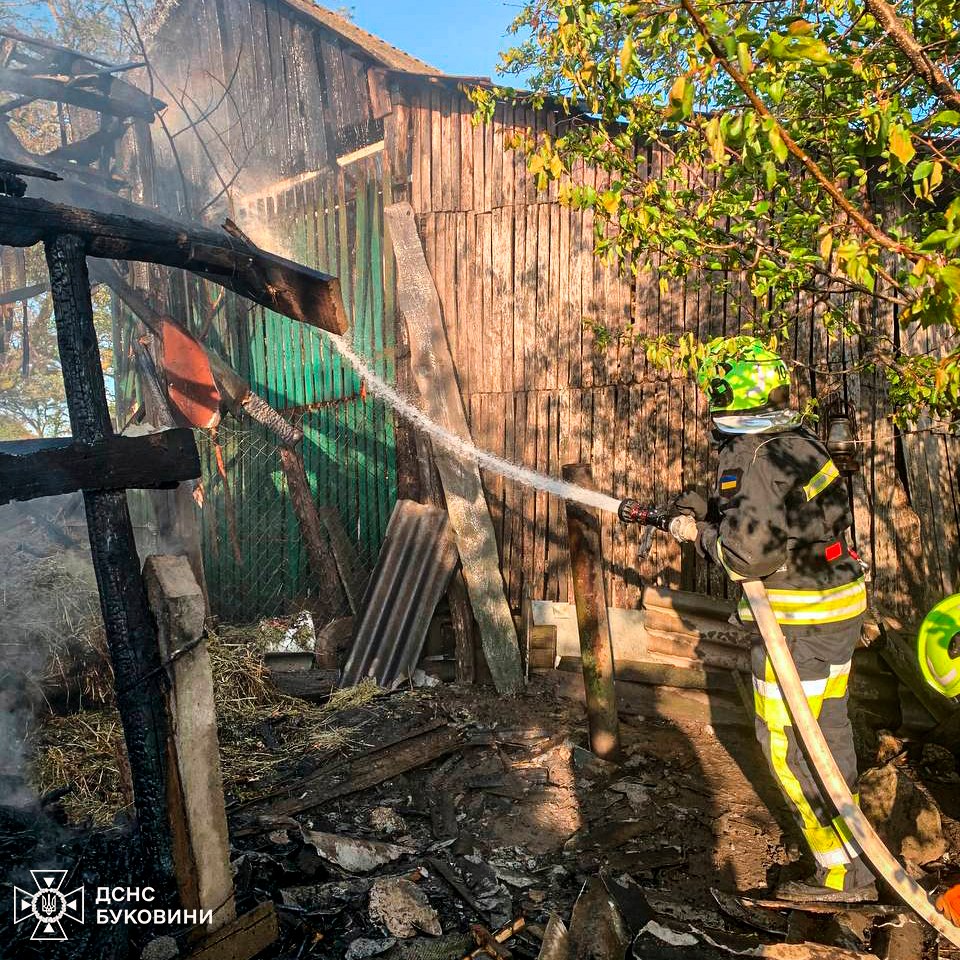 На Буковині рятувалиники ліквідували пожежу у господарській будівлі