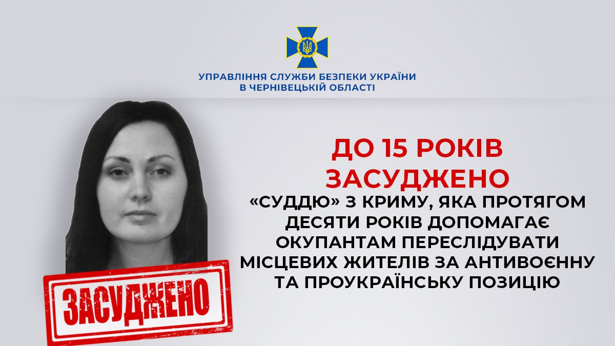 У Чернівцях суд заочно засудив колаборантку з Криму до 15 років ув’язнення за державну зраду